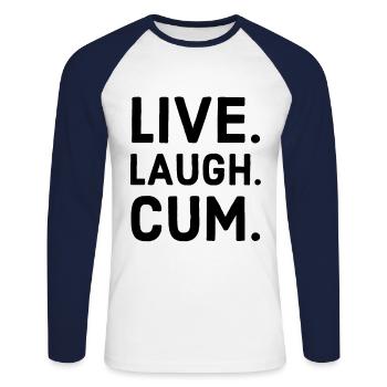 cum - T-shirt baseball manches longues Homme - blanc/marine - Devant - Nik (191cm)