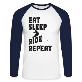 Snowboarding Snowboard Vintage - T-shirt baseball manches longues Homme - blanc/marine - Devant - Nik (191cm)