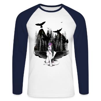 Fantasy Horror Halloween Vampir Engel Dark - Unisex Baseballshirt langarm - Weiß/Navy - Vorne - Nik (191cm)