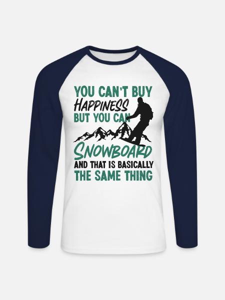 Snowboarding Snowboard You Can'T - Unisex Long Sleeve Baseball T-Shirt - white/navy