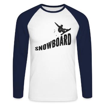 Snowboarding Snowboard Vintage - Unisex Long Sleeve Baseball T-Shirt - white/navy - Front - Nik (191cm)