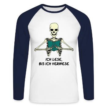 Ich Lese Bis Ich Verwese Leseratte Bücherwurm Roma - Unisex Baseballshirt langarm - Weiß/Navy - Vorne - Nik (191cm)