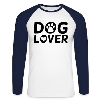 Dog Lover - Unisex Long Sleeve Baseball T-Shirt - white/navy - Front - Nik (191cm)