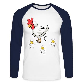 Poultry Poultry Chicken Hen Eggs Easter Children - Unisex Long Sleeve Baseball T-Shirt - white/navy - Front - Nik (191cm)