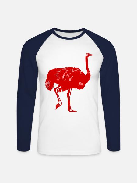 Strauß Vogel Silhouette - Unisex Baseballshirt langarm - Weiß/Navy