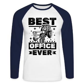 Traktor Office - Unisex Long Sleeve Baseball T-Shirt - white/navy - Front - Nik (191cm)