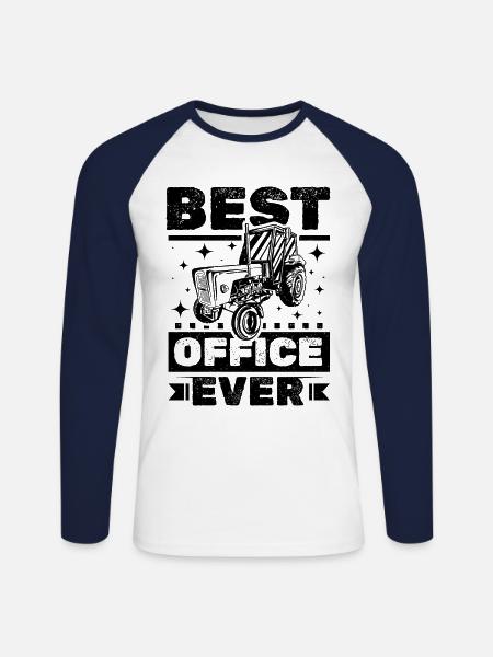Traktor Office - Unisex Baseballshirt langarm - Weiß/Navy