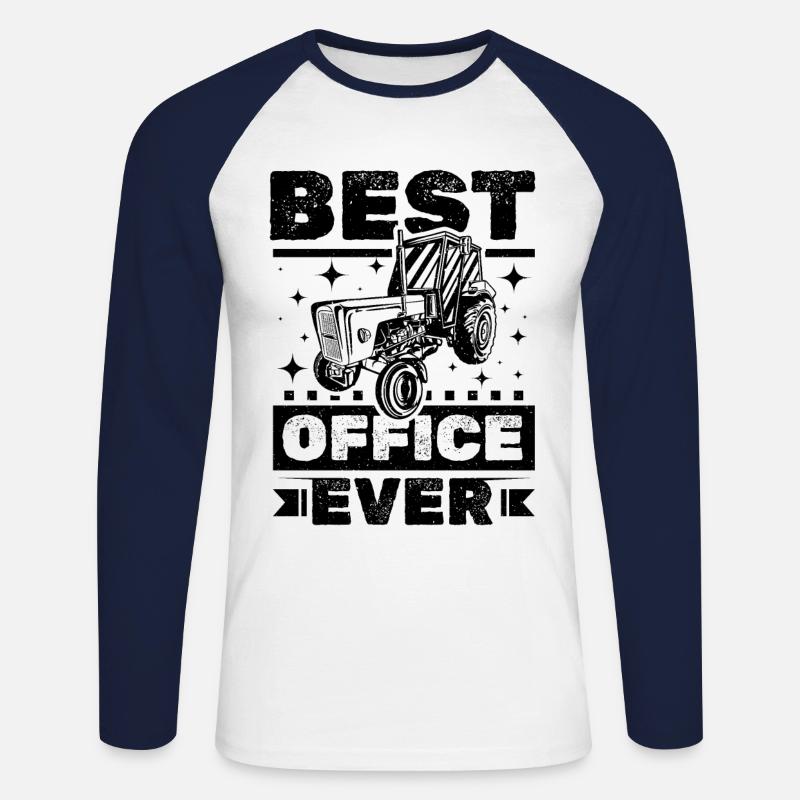 Traktor Office - Unisex Baseballshirt langarm - Weiß/Navy