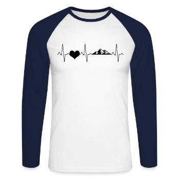 Berg Berge Herzschlag - Unisex Baseballshirt langarm - Weiß/Navy - Vorne - Nik (191cm)