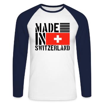 Suisse Swiss Funny Saying - T-shirt baseball manches longues Homme - blanc/marine - Devant - Nik (191cm)