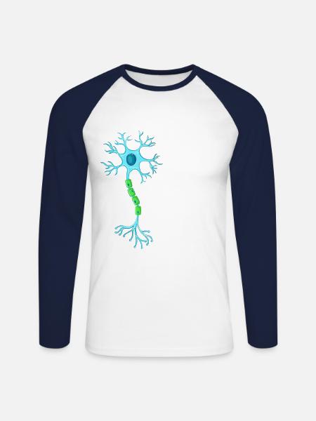 Anatomie Van Neuron Neuroscience Neuroloog - Mannen baseballshirt lange mouw - wit/navy