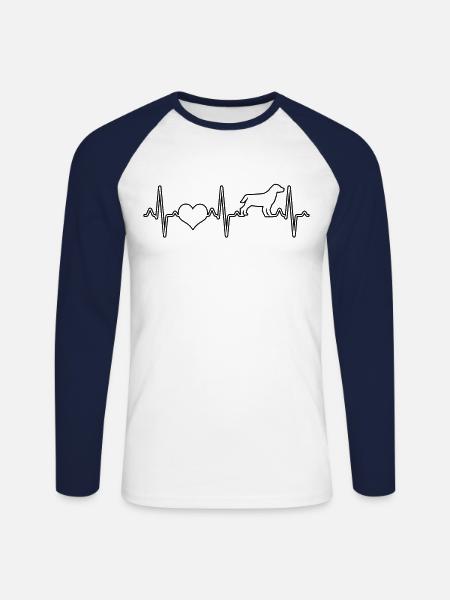 Dog Heartbeat - Unisex Long Sleeve Baseball T-Shirt - white/navy