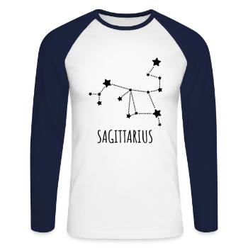 Zodiac Sagittarius - Unisex Long Sleeve Baseball T-Shirt - white/navy - Front - Nik (191cm)