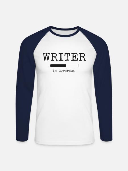 Writing Future Novel Writer & - Unisex Long Sleeve Baseball T-Shirt - white/navy