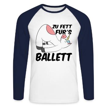 Zu Fett Für Ballett Tänzer Ballerina Tanzen Tanzku - Unisex Baseballshirt langarm - Weiß/Navy - Vorne - Nik (191cm)