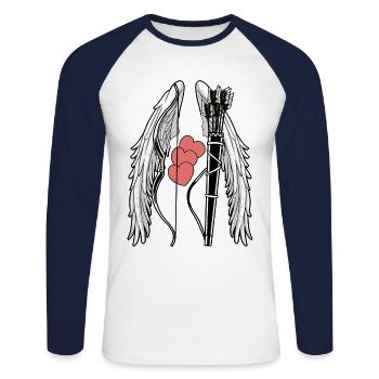 Schütze Pfeil Bogen Jagt Jäger Bogenschütze Liebe - Unisex Baseballshirt langarm - Weiß/Navy - Vorne - Nik (191cm)