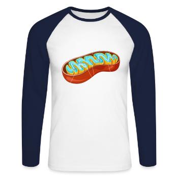 Mitochondries Biologie cellulaire Biologiste Science - T-shirt baseball manches longues Homme - blanc/marine - Devant - Nik (191cm)