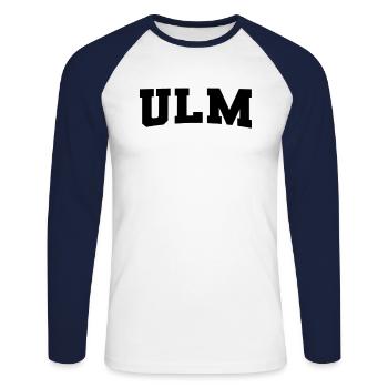 Ulm - T-shirt baseball manches longues Homme - blanc/marine - Devant - Nik (191cm)