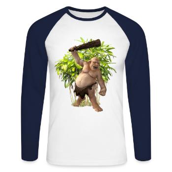 Troll - Unisex Baseballshirt langarm - Weiß/Navy - Vorne - Nik (191cm)