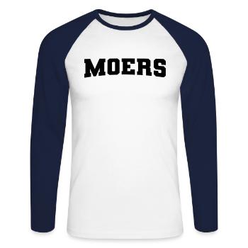 Moers - Unisex Baseballshirt langarm - Weiß/Navy - Vorne - Nik (191cm)