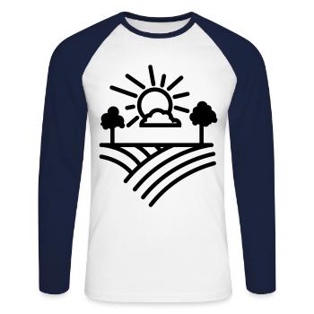 Agriculteur agricole - T-shirt baseball manches longues Homme - blanc/marine - Devant - Nik (191cm)
