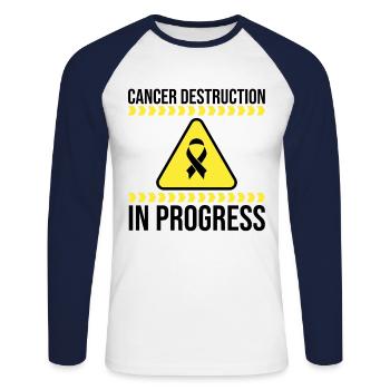 Cancer Destruction In Progress Cancer Survivor Tum - Unisex Baseballshirt langarm - Weiß/Navy - Vorne - Nik (191cm)