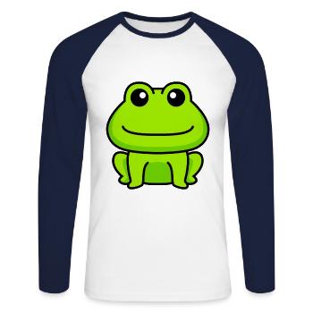 Frosch Comic Tier - Unisex Baseballshirt langarm - Weiß/Navy - Vorne - Nik (191cm)