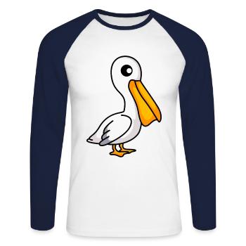 Pelikan Comic Animal - T-shirt baseball manches longues Homme - blanc/marine - Devant - Nik (191cm)