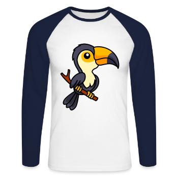 Tukan Comic Animal - T-shirt baseball manches longues Homme - blanc/marine - Devant - Nik (191cm)
