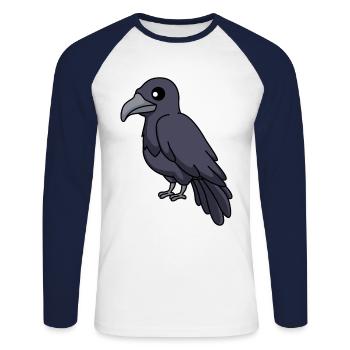 Corbeau Comic Animal - T-shirt baseball manches longues Homme - blanc/marine - Devant - Nik (191cm)