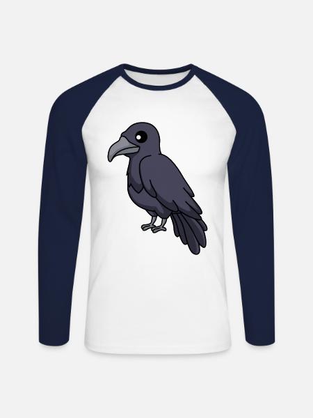 Crow Comic Animal - Unisex Long Sleeve Baseball T-Shirt - white/navy