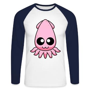 Squid Comic Animal - Unisex Long Sleeve Baseball T-Shirt - white/navy - Front - Nik (191cm)