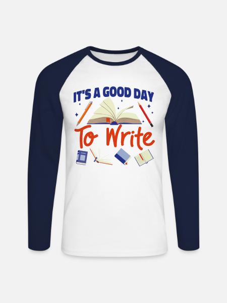 Writing Book Novel Writer & - Unisex Long Sleeve Baseball T-Shirt - white/navy
