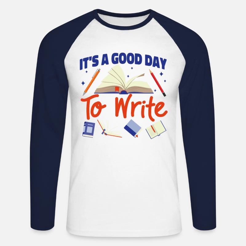 Writing Book Novel Writer & - Unisex Baseballshirt langarm - Weiß/Navy