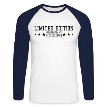 Birthday Limited Edition 2004 - Unisex Long Sleeve Baseball T-Shirt - white/navy - Front - Nik (191cm)