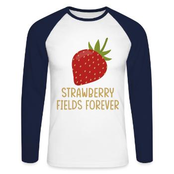 Strawberry Fields pour toujours - T-shirt baseball manches longues Homme - blanc/marine - Devant - Nik (191cm)