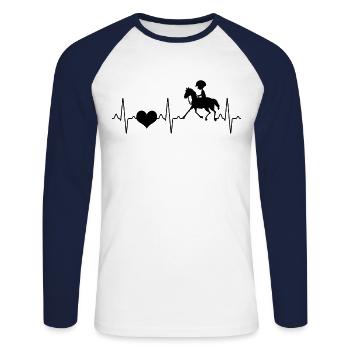 Pferde Pferdesport Herzschlag - Unisex Baseballshirt langarm - Weiß/Navy - Vorne - Nik (191cm)