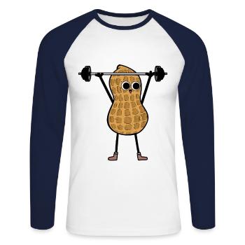 Active Sports Peanut Fitness Training Weight - Unisex Long Sleeve Baseball T-Shirt - white/navy - Front - Nik (191cm)