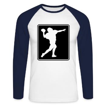 Football Footballer Logo - Unisex Baseballshirt langarm - Weiß/Navy - Vorne - Nik (191cm)