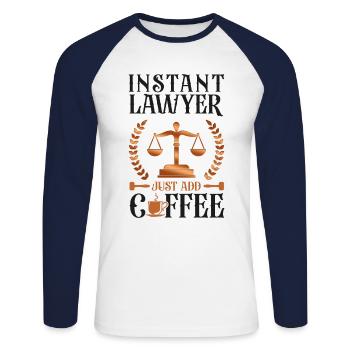 Young Lawyer Attorney Law Coffee - Unisex Baseballshirt langarm - Weiß/Navy - Vorne - Nik (191cm)