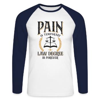 Young Lawyer Attorney Law Pain Is - Unisex Baseballshirt langarm - Weiß/Navy - Vorne - Nik (191cm)