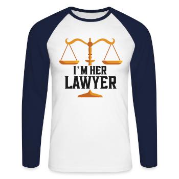 Young Lawyer Attorney Law Client - Unisex Baseballshirt langarm - Weiß/Navy - Vorne - Nik (191cm)
