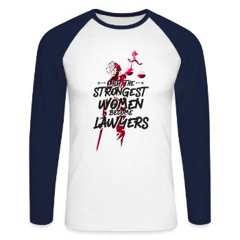 Young Lawyer Attorney Law Mom - Unisex Baseballshirt langarm - Weiß/Navy - Vorne - Nik (191cm)