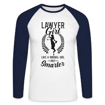 Young Lawyer Attorney Law Girl - Unisex Baseballshirt langarm - Weiß/Navy - Vorne - Nik (191cm)