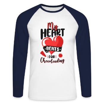 Cheer Cheerleading Heart My Heart - Unisex Baseballshirt langarm - Weiß/Navy - Vorne - Nik (191cm)