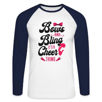 Cheer Cheerleading Bows And Bling - Unisex Baseballshirt langarm - Weiß/Navy - Vorne - Nik (191cm)