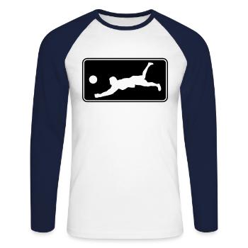 Volleyball Logo - Unisex Long Sleeve Baseball T-Shirt - white/navy - Front - Nik (191cm)