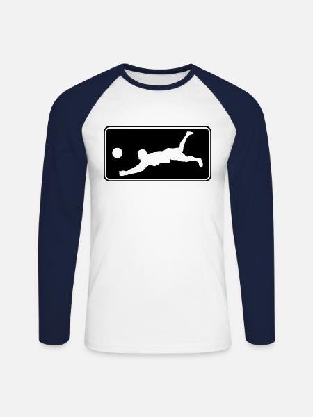 Volleyball Logo - Unisex Long Sleeve Baseball T-Shirt - white/navy
