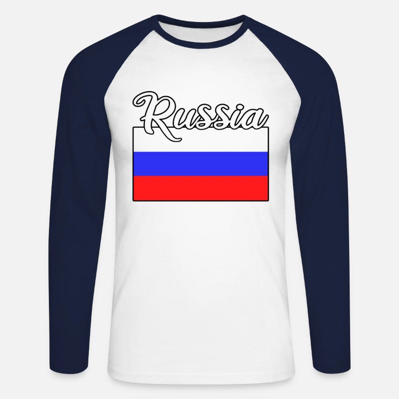 Russie Russie Drapeau - T-shirt baseball manches longues Homme - blanc/marine