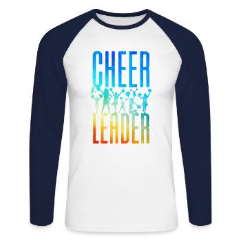 Cheer Cheerleading Watercolor - Unisex Long Sleeve Baseball T-Shirt - white/navy - Front - Nik (191cm)